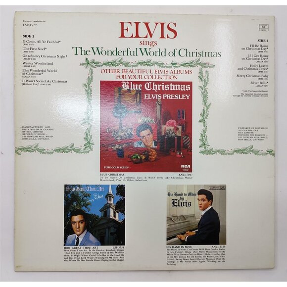Elvis Presley "The wonderful world of Christmas" 1976 vinyl record VG+ Canada - Picture 3 of 10